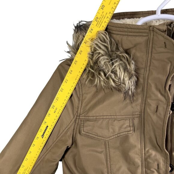 Abercrombie & Fitch Womens Large Faux Fur Hood Sherpa Lined Parka Jacket Brown - Picture 12 of 16
